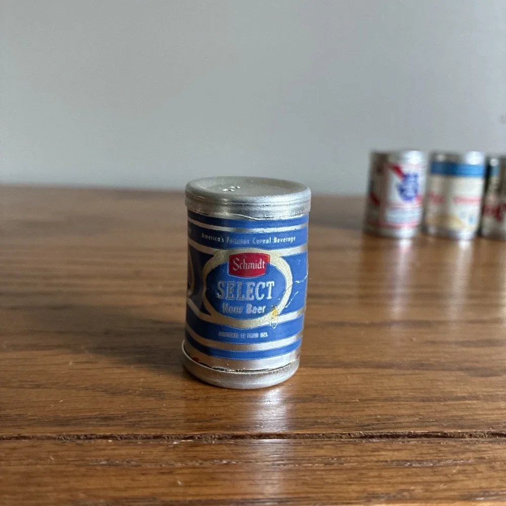 Vintage Mini Beer Can Salt & Pepper Shakers Lot Of 10 Novelty 60s 70s Rare
